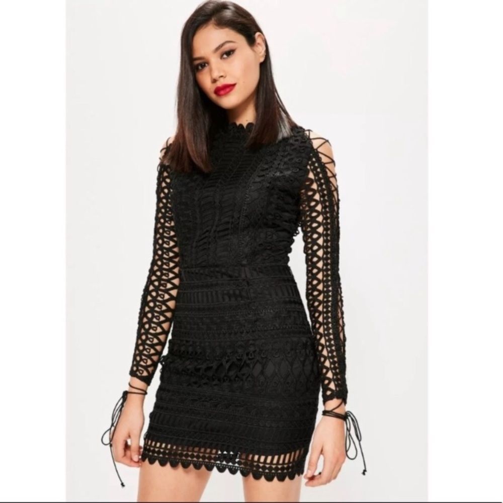 Black lace up dress